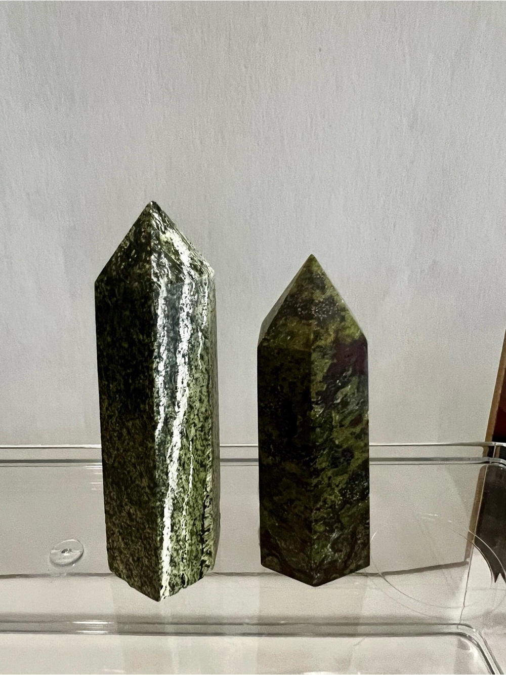 Green Serpentine & Blood Stone Towers - Polished Healing Points